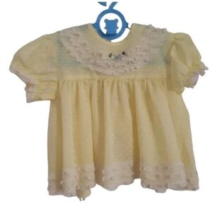 Yellow Lace Trim Baby Top Vintage 18 Months Ruffle
